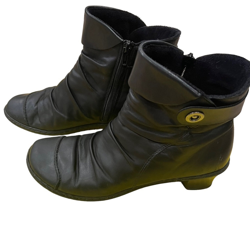 Rieker Black Side Zipper Leather Booties Size 38